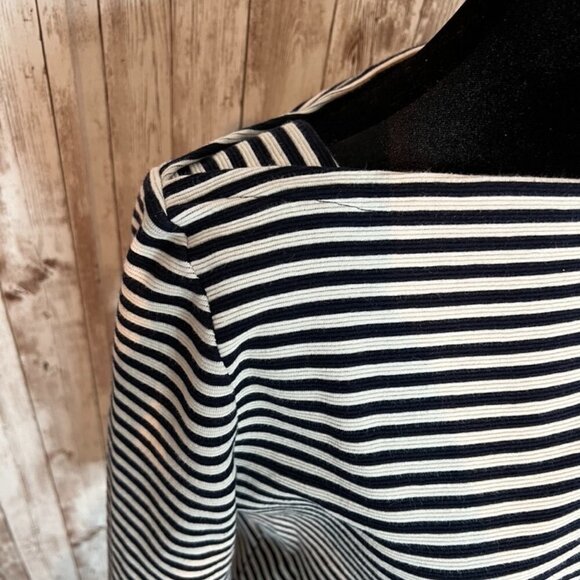 Talbots Black/Tan Long Sleeve Boat Neck Shirt size Medium - Picture 3 of 5